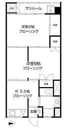 第三宮庭マンション 2Kの間取図画像