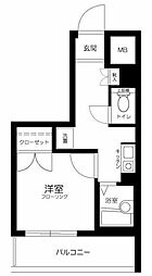 JR山手線 五反田駅 徒歩10分の賃貸マンション 7階1Kの間取り
