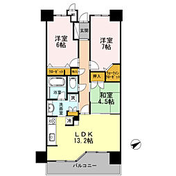 カスタリア阿倍野 6階3LDKの間取り
