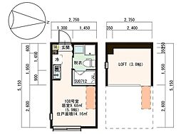 ハーモニーテラス鷺宮2 ワンルームの間取図画像