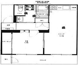 コーポ中央 1階1LDKの間取り