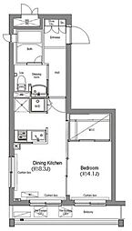 コンフォリア麻布台 3階1DKの間取り