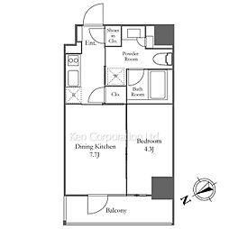 ザ・パークハビオＳＯＨＯ南青山 5階1DKの間取り