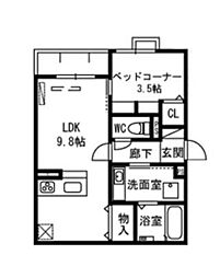 阪急神戸本線 武庫之荘駅 徒歩7分の賃貸アパート 1階1LDKの間取り