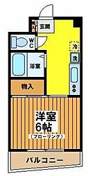 メゾンドボンシャンス 2階1Kの間取り