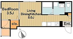 robot home 矢部III 1LDKの間取図画像