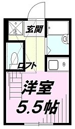 マルケサス立川 1階ワンルームの間取り