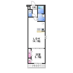 泉大津市池浦町4丁目アパート 1LDKの間取図画像