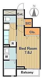 京王相模原線 京王堀之内駅 徒歩13分の賃貸マンション 3階1Kの間取り