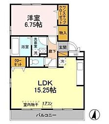 ディアコート 1LDKの間取図画像