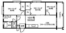 西片町アパートメント 3LDKの間取図画像