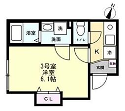 ブリーゼ平町 1Kの間取図画像