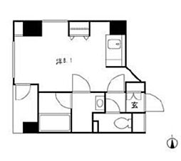 JR山手線 浜松町駅 徒歩5分の賃貸マンション 4階ワンルームの間取り