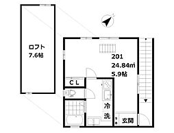 JR山手線 五反田駅 徒歩8分の賃貸アパート 2階1Kの間取り