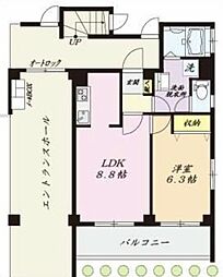 マーベラス早稲田鶴巻町 1階1LDKの間取り