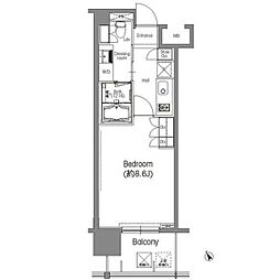 BPRレジデンス三田伊皿子坂 6階1Kの間取り