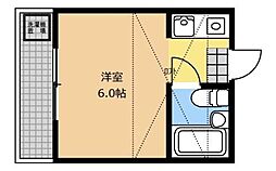 ハートピア相原 2階ワンルームの間取り