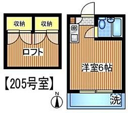 シティーハイツ田安 ワンルームの間取図画像