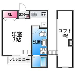 グリーンリーフ香ヶ丘 1階1Kの間取り