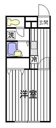 京王相模原線 京王堀之内駅 徒歩14分の賃貸アパート 2階1Kの間取り