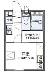 レオパレスハピネス 2階1Kの間取り
