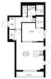 JR山手線 目黒駅 徒歩12分の賃貸マンション 1階1LDKの間取り
