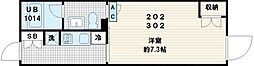 フレア代々木 2階1Kの間取り