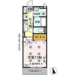 グランモア青葉 1階1Kの間取り