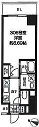 バレーヌ大森山王 1Kの間取図画像
