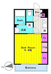 リブリハーモニー中野島 1階1Kの間取り