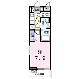 アライブジュネス 1Kの間取図画像
