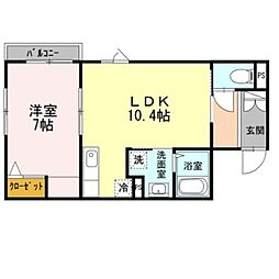 アオイグリーンパレス 1LDKの間取図画像