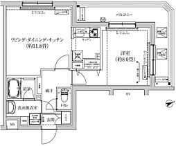 アイルグランデ品川 3階1LDKの間取り