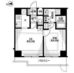 プレール・ドゥーク大森2 1LDKの間取図画像