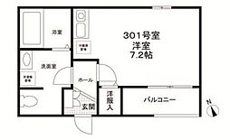 アクイラ・モンテ目黒 3階ワンルームの間取り