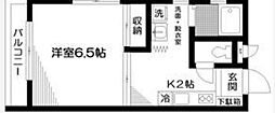ストーン目黒 2階1Kの間取り
