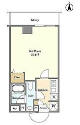 アルファコート下赤塚 3階1Kの間取り