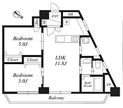 コーポ南 2LDKの間取図画像