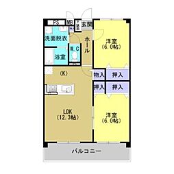 グランディールさくら 2LDKの間取図画像