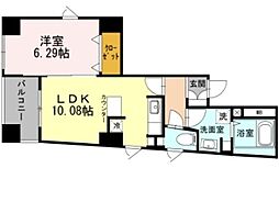 イーストグレイス品川 3階1LDKの間取り