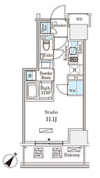 パークアクシス赤坂 ワンルームの間取図画像