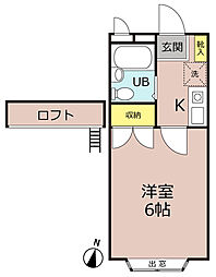 クレアール茅ヶ崎2 1Kの間取図画像