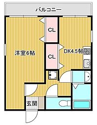 オオギカーディナルコート 1DKの間取図画像