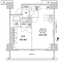 パークハビオ渋谷本町レジデンス 1LDKの間取図画像