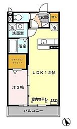 ディアコート 1LDKの間取図画像