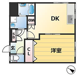 イナオカビル永沢町 5階1DKの間取り