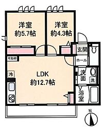 Ｃｏｎｔｒａｉｌ1 1階2LDKの間取り