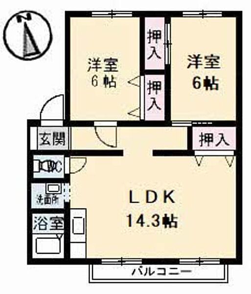 サンビレッジ高松　Ｉ棟 I0101｜香川県高松市多肥下町(賃貸アパート2LDK・1階・60.35㎡)の写真 その2