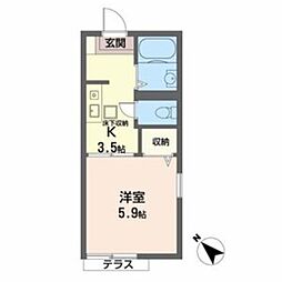 プチ・メゾンくずのは 1Kの間取図画像