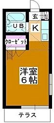 クロノス北坂戸 1階ワンルームの間取り
